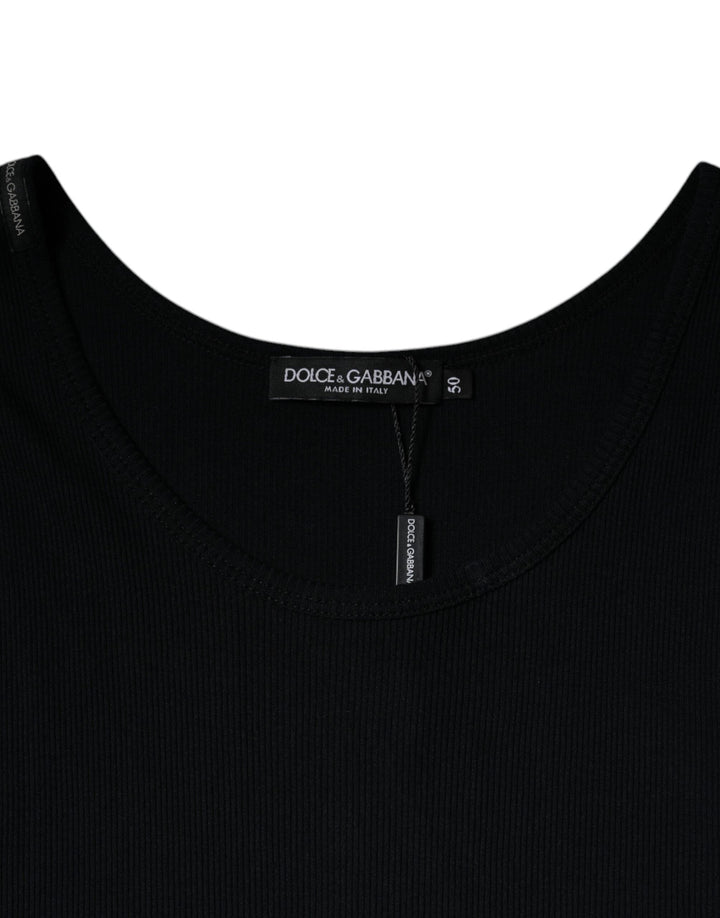 Dolce &amp; Gabbana Black Cotton Sleeveless Round Neck Tank T-shirt