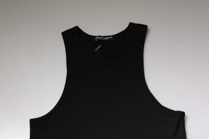 Dolce &amp; Gabbana Black Cotton Sleeveless Round Neck Tank T-shirt