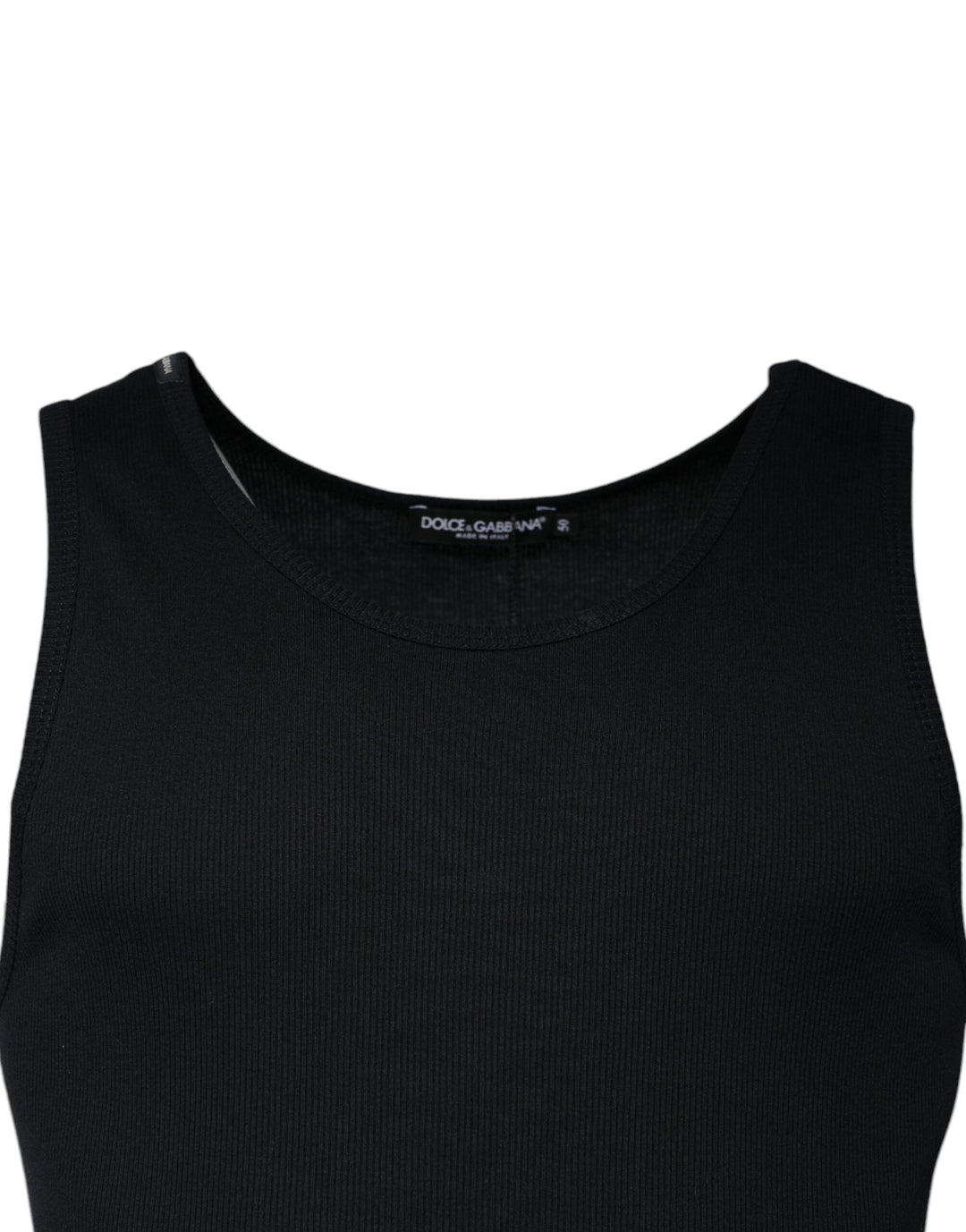 Dolce &amp; Gabbana Black Cotton Sleeveless Round Neck Tank T-shirt