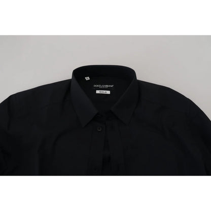 Dolce & Gabbana Black Cotton Slim Fit Dress Shirt for Men