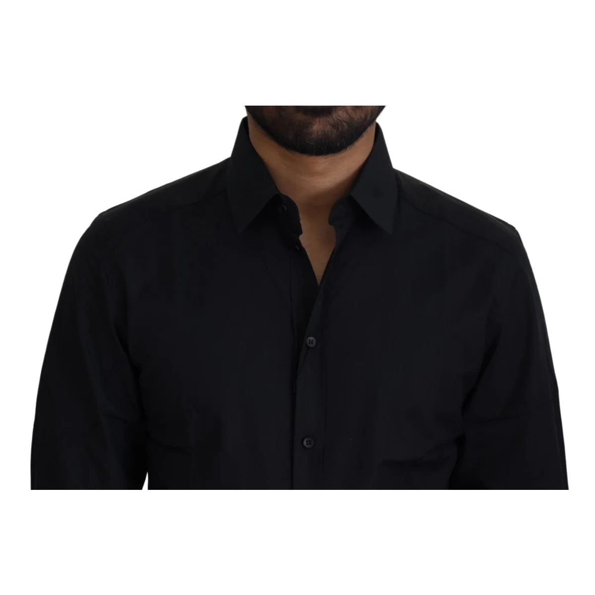 Dolce & Gabbana Black Cotton Slim Fit Dress Shirt for Men