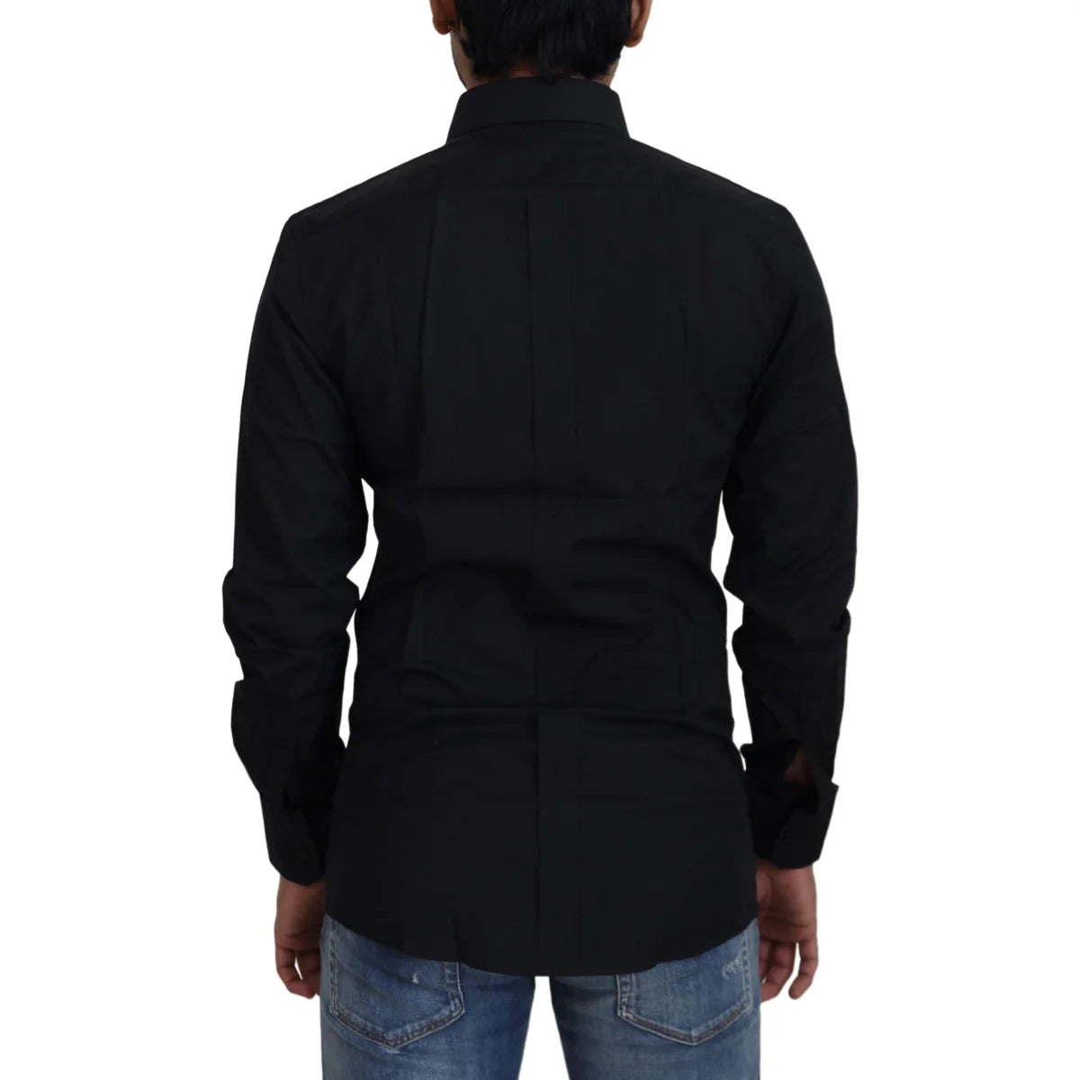 Dolce & Gabbana Black Cotton Slim Fit Dress Shirt for Men