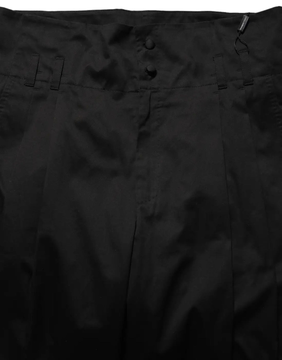 Dolce &amp; Gabbana Black Cotton Straight Leg DressTrouser Pants