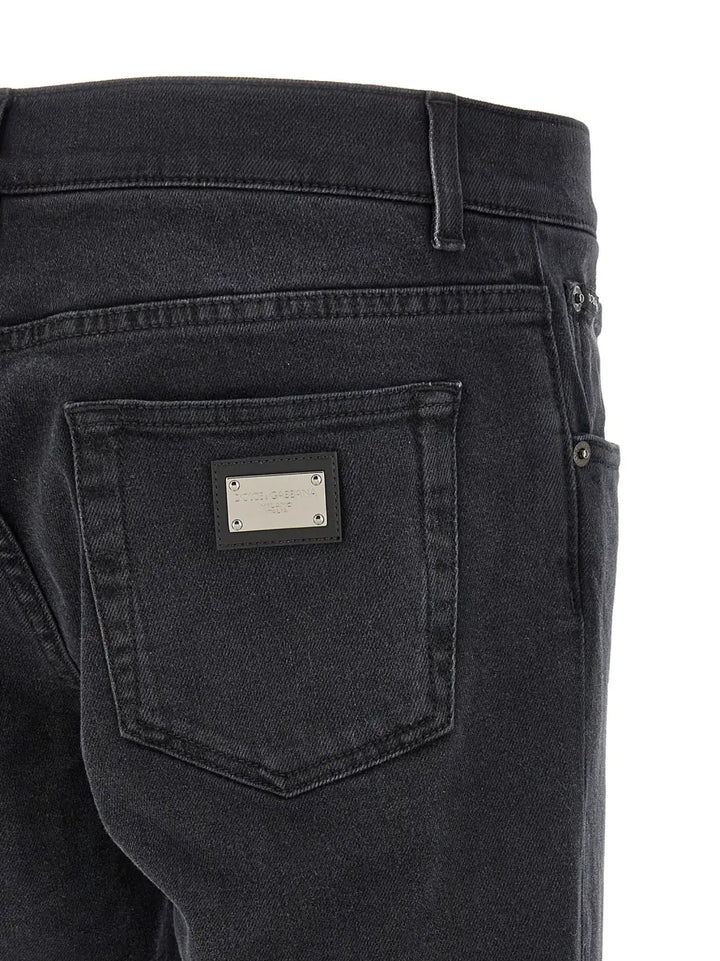 Dolce &amp; Gabbana Black Cotton Straight-leg Jeans
