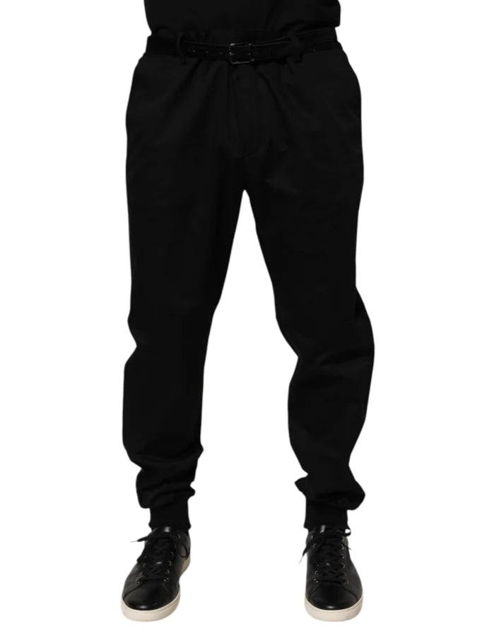 Dolce &amp; Gabbana Black Cotton Stretch Casual Trouser Pants
