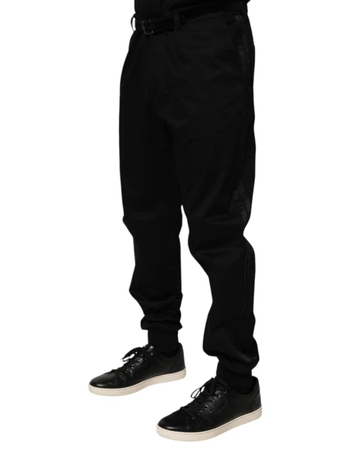 Dolce &amp; Gabbana Black Cotton Stretch Casual Trouser Pants