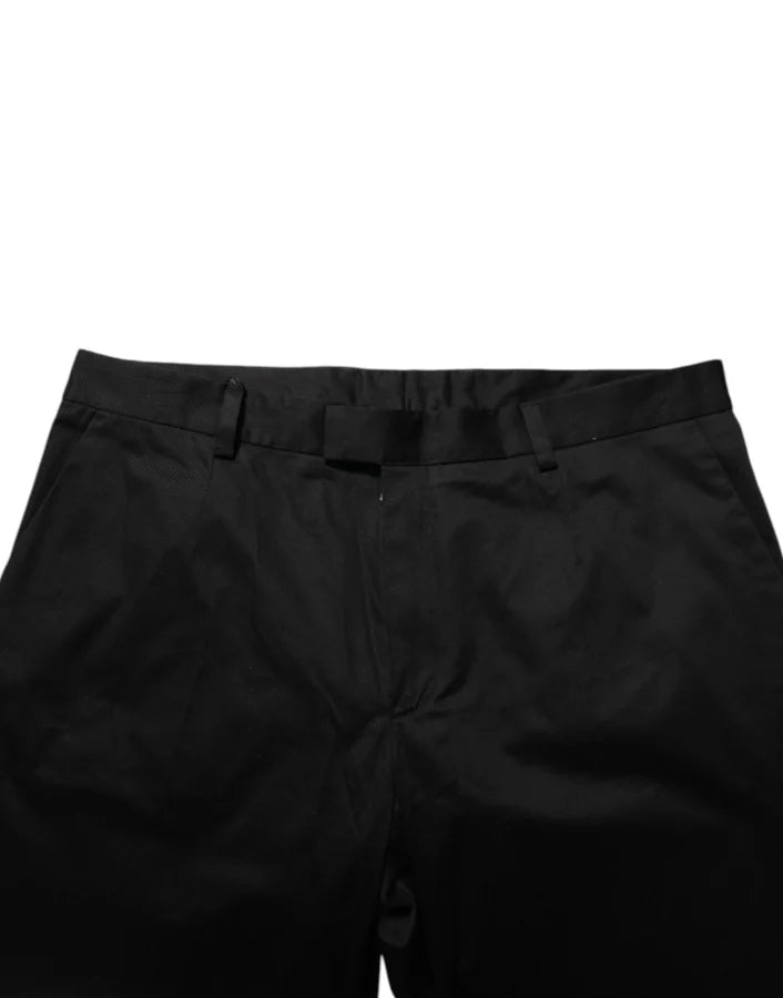 Dolce &amp; Gabbana Black Cotton Stretch Casual Trouser Pants
