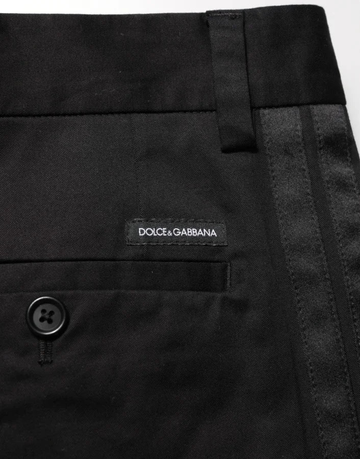 Dolce &amp; Gabbana Black Cotton Stretch Casual Trouser Pants