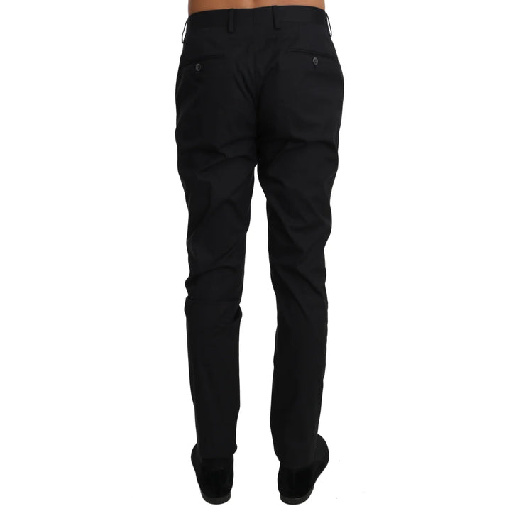Dolce & Gabbana Black Cotton Stretch Formal Trousers Pants