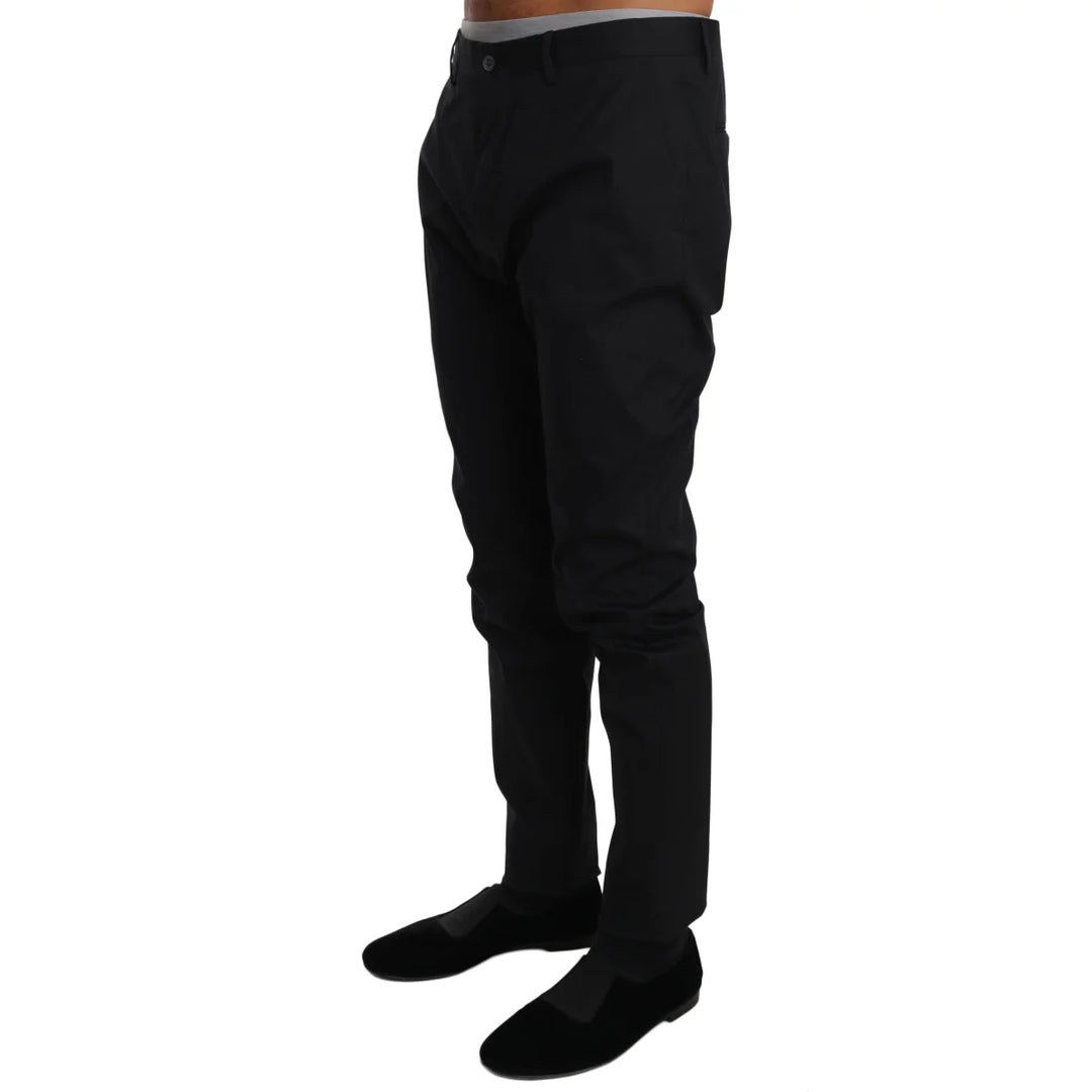 Dolce & Gabbana Black Cotton Stretch Formal Trousers Pants