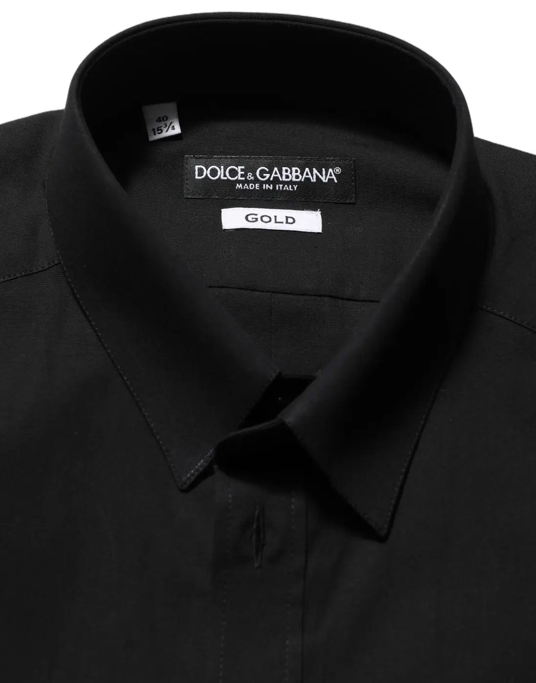 Dolce &amp; Gabbana Black Cotton Stretch GOLD Fit Dress Shirt