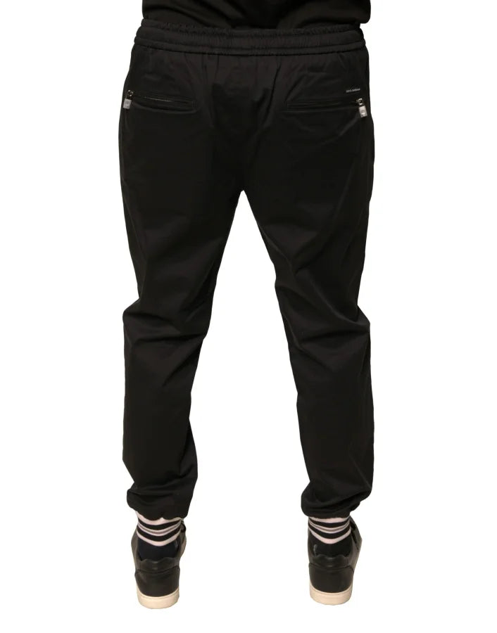 Dolce &amp; Gabbana Black Cotton Stretch Jogger Sweatpants Pants