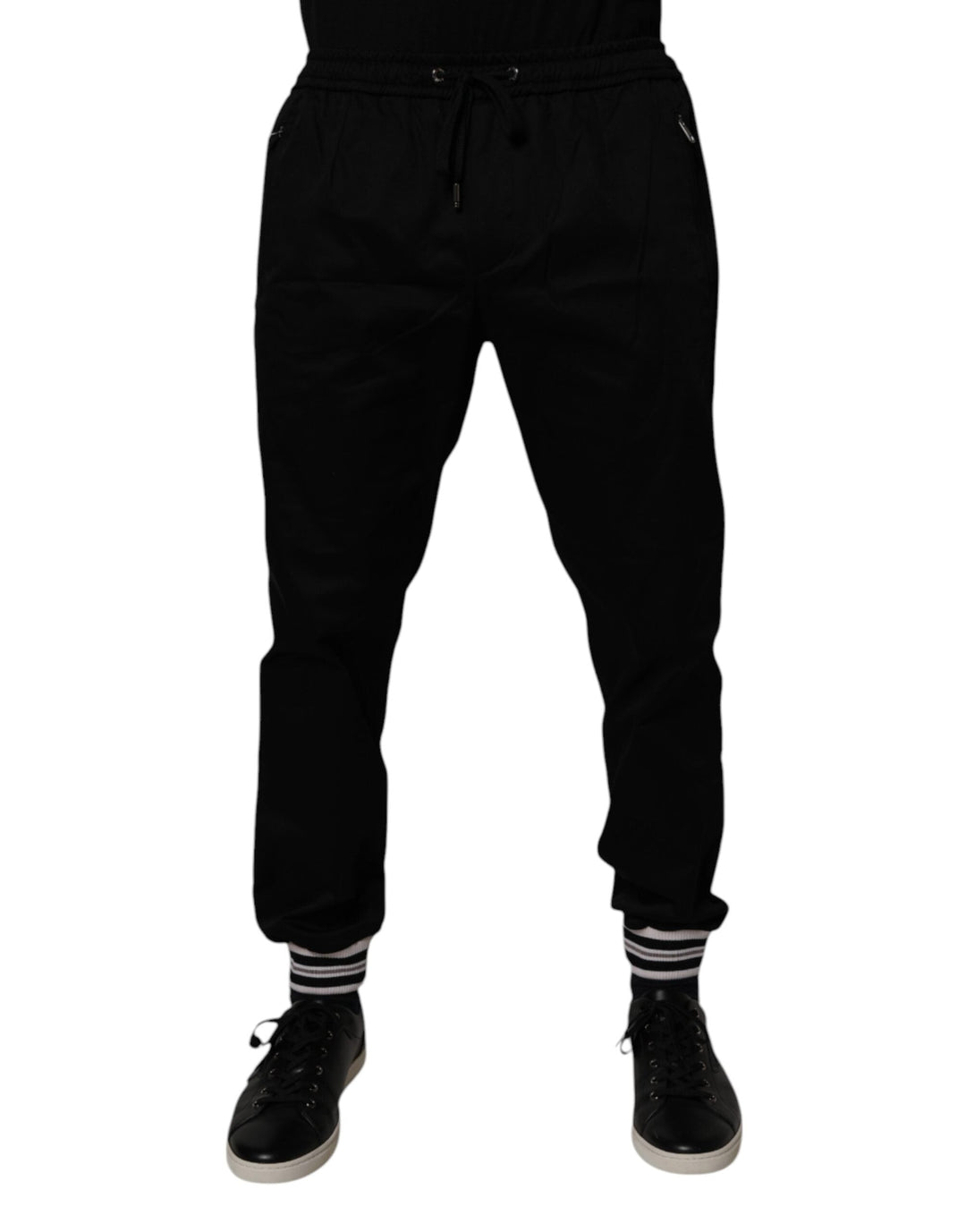 Dolce &amp; Gabbana Black Cotton Stretch Jogger Sweatpants Pants