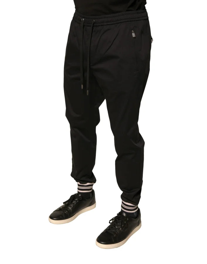 Dolce &amp; Gabbana Black Cotton Stretch Jogger Sweatpants Pants