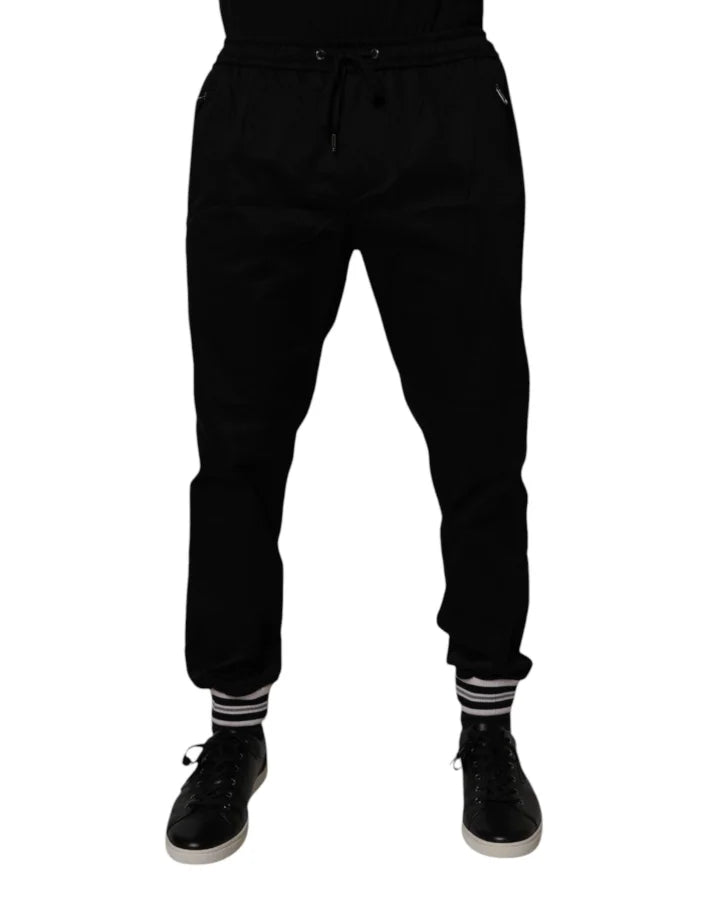 Dolce &amp; Gabbana Black Cotton Stretch Jogger Sweatpants Pants