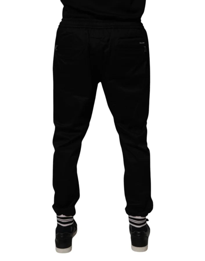 Dolce &amp; Gabbana Black Cotton Stretch Jogger Sweatpants Pants