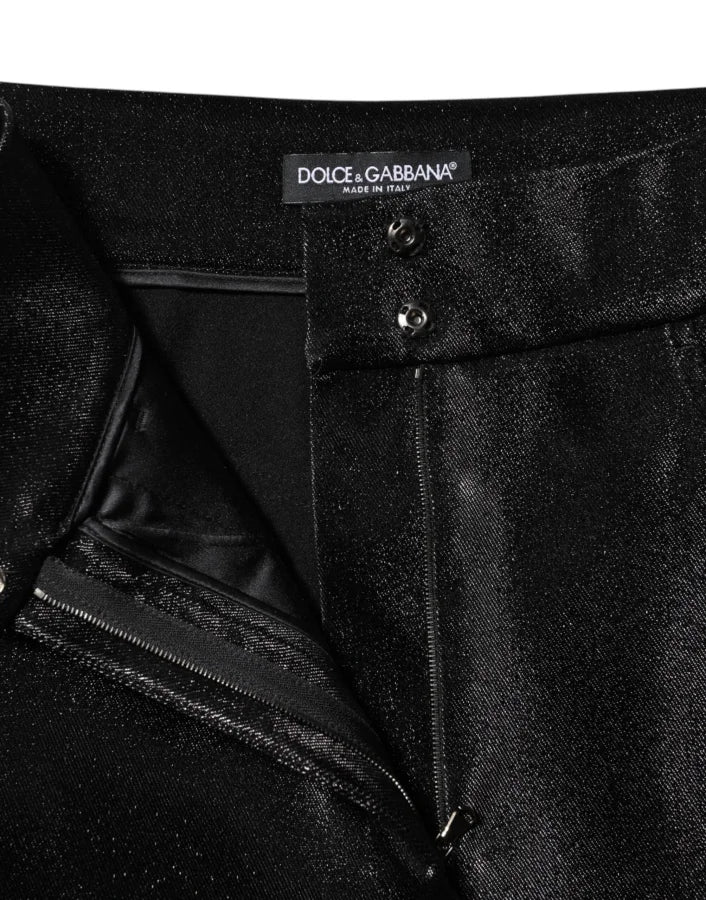 Dolce &amp; Gabbana Black Cotton Stretch Lurex Thread Skinny Pants