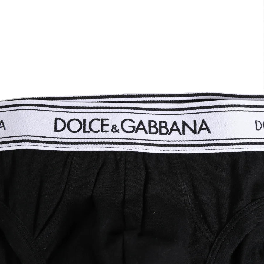 Dolce &amp; Gabbana Black Cotton Stretch Regular Brief Underwear