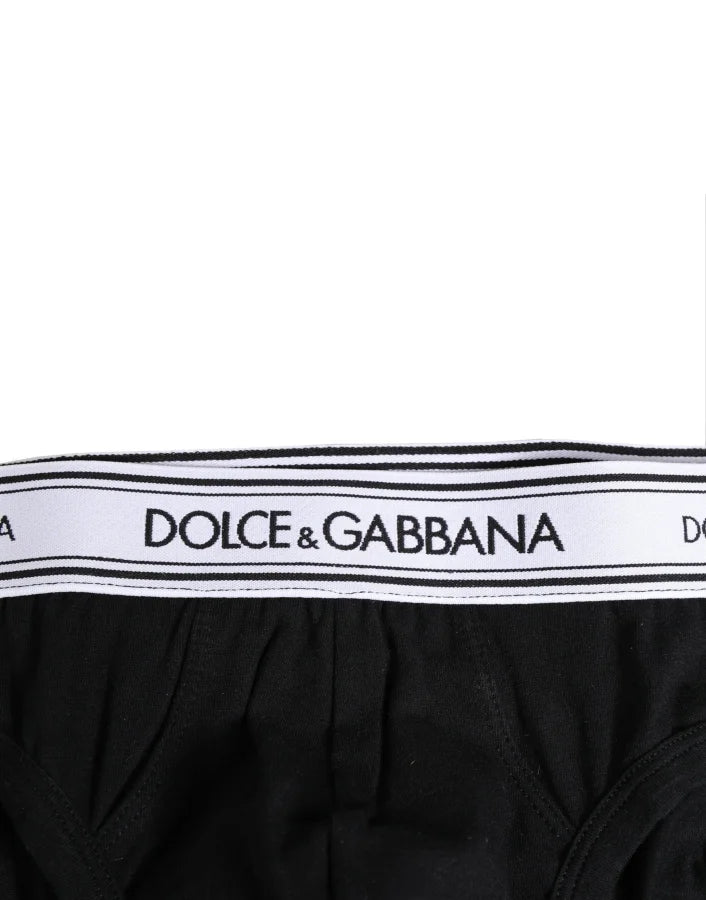 Dolce &amp; Gabbana Black Cotton Stretch Regular Brief Underwear