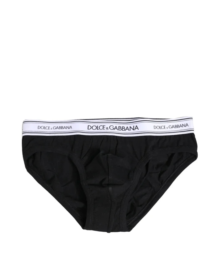 Dolce &amp; Gabbana Black Cotton Stretch Regular Brief Underwear