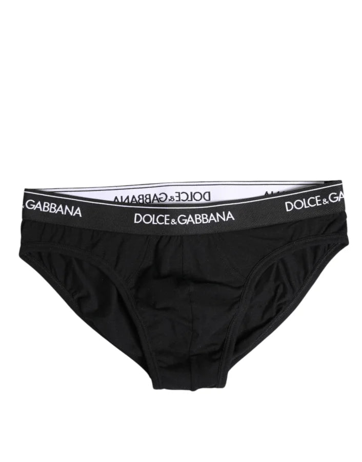 Dolce & Gabbana Black Cotton Stretch Regular Brief Underwear