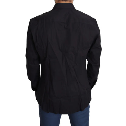 Dolce & Gabbana Black Cotton Stretch Sicilia Dress Shirt