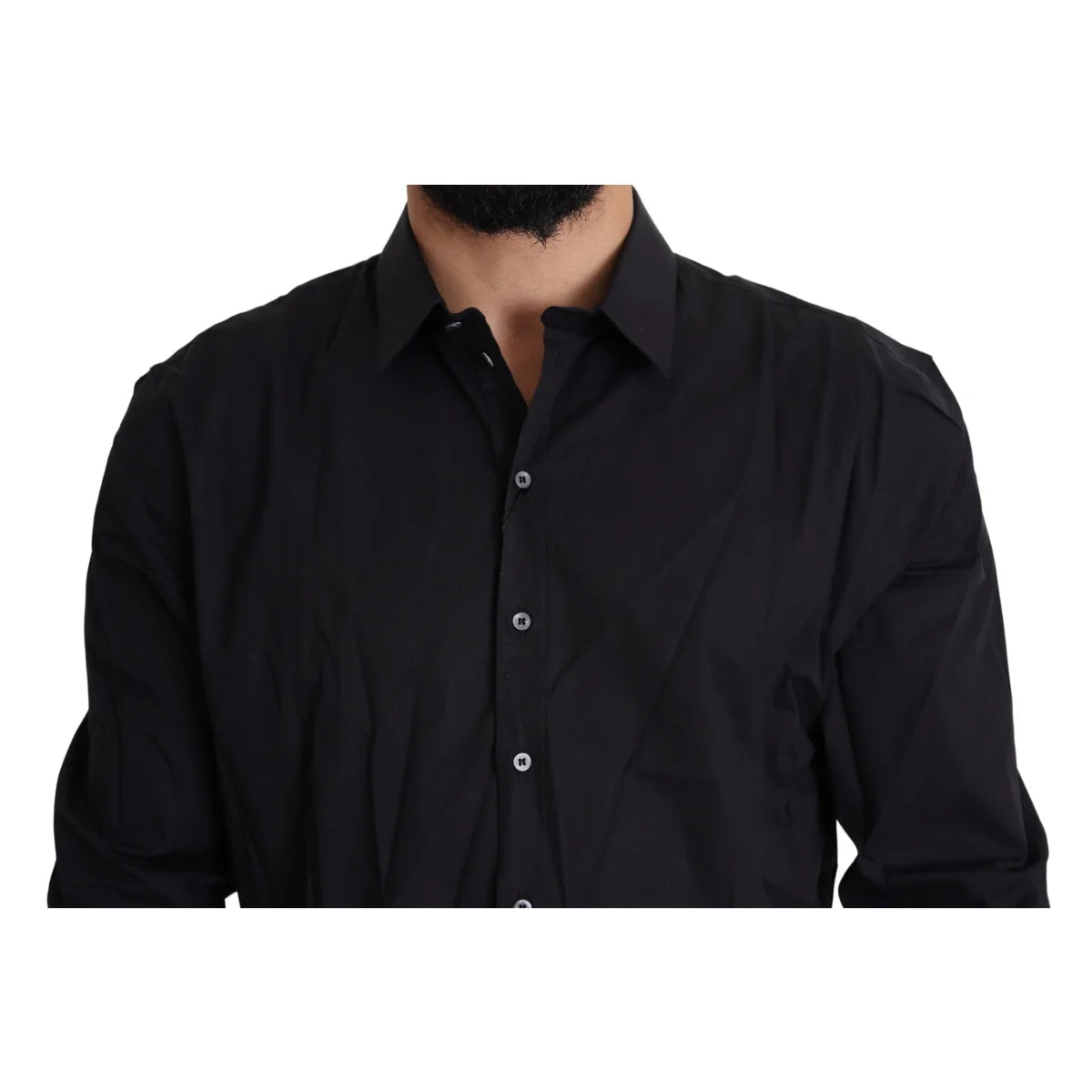 Dolce & Gabbana Black Cotton Stretch Sicilia Dress Shirt