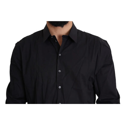 Dolce & Gabbana Black Cotton Stretch Sicilia Dress Shirt