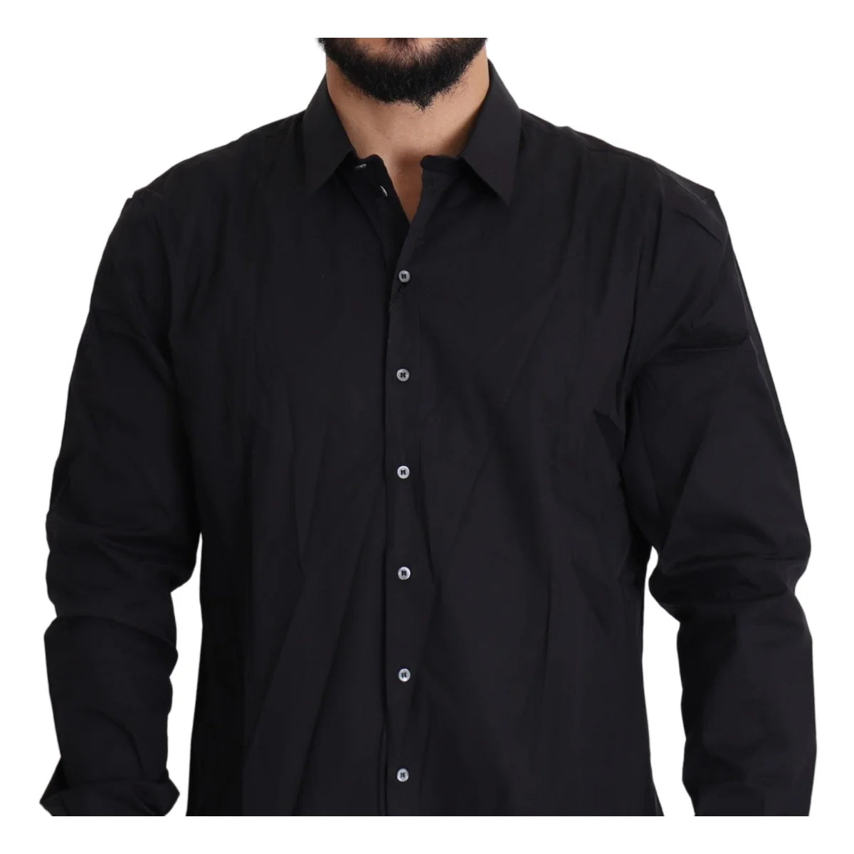 Dolce & Gabbana Black Cotton Stretch Sicilia Dress Shirt