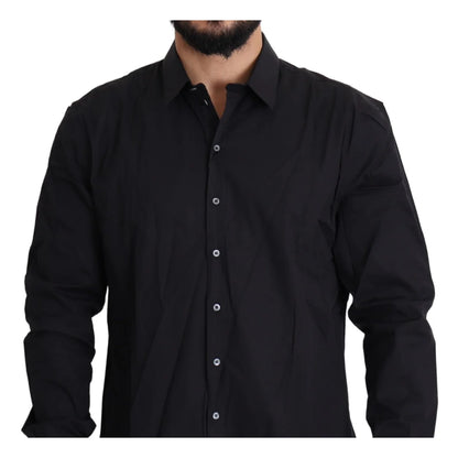 Dolce & Gabbana Black Cotton Stretch Sicilia Dress Shirt