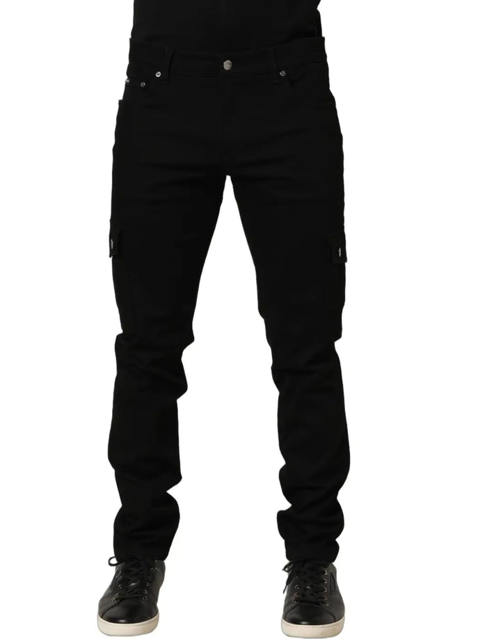 Dolce &amp; Gabbana Black Cotton Stretch Skinny Men Denim Jeans