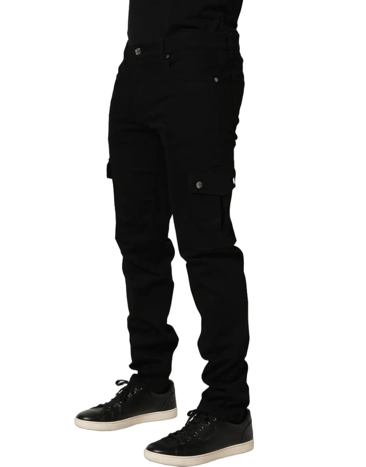 Dolce &amp; Gabbana Black Cotton Stretch Skinny Men Denim Jeans