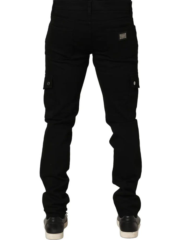 Dolce &amp; Gabbana Black Cotton Stretch Skinny Men Denim Jeans