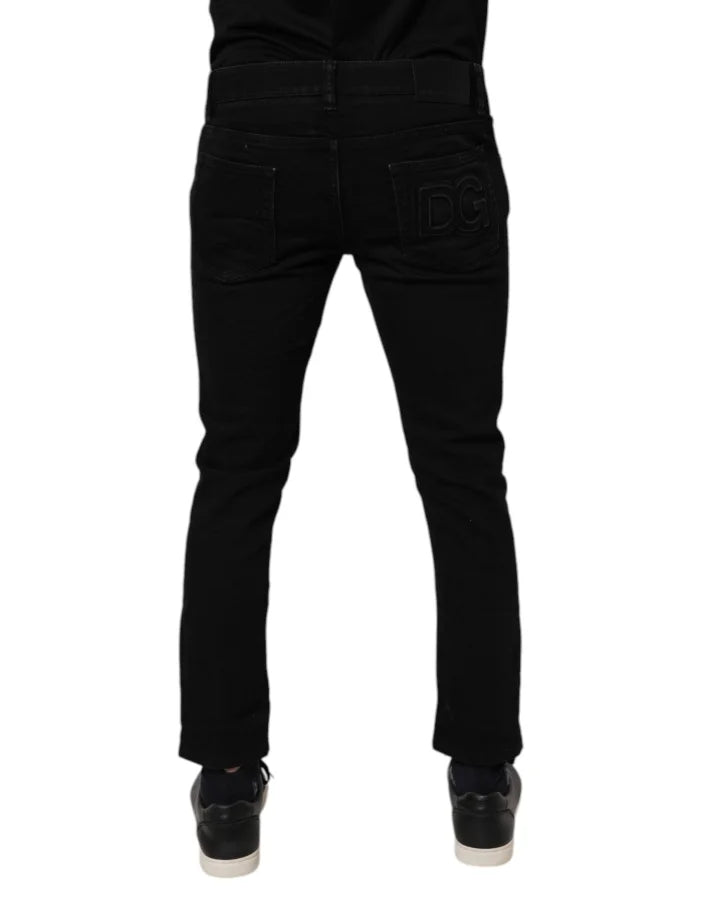 Dolce &amp; Gabbana Black Cotton Stretch Skinny Men Denim Jeans