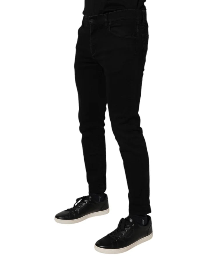 Dolce &amp; Gabbana Black Cotton Stretch Skinny Men Denim Jeans