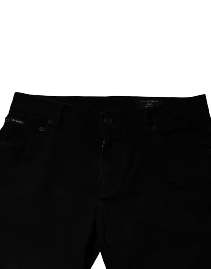 Dolce &amp; Gabbana Black Cotton Stretch Skinny Men Denim Jeans