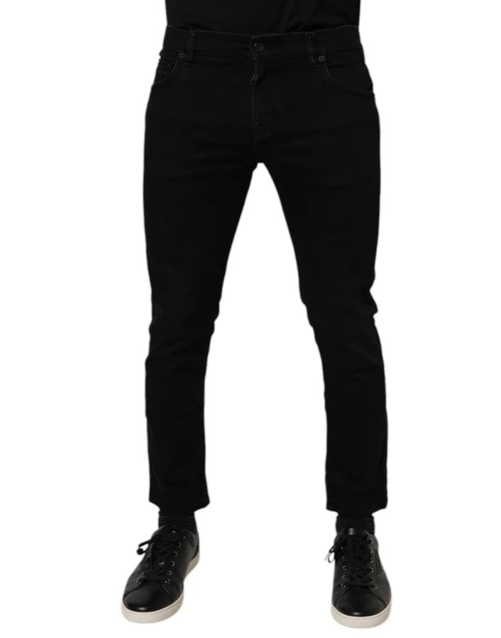 Dolce &amp; Gabbana Black Cotton Stretch Skinny Men Denim Jeans
