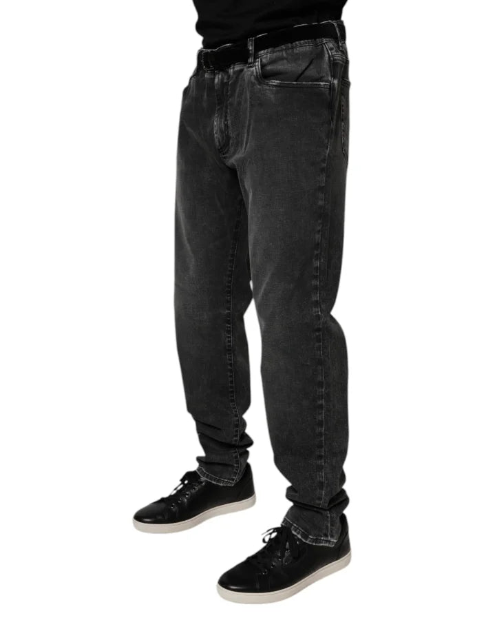 Dolce &amp; Gabbana Black Cotton Stretch Skinny Men Denim Jeans