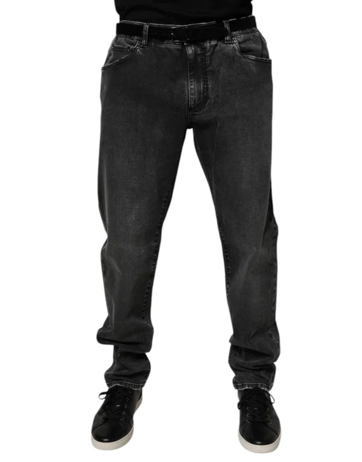 Dolce &amp; Gabbana Black Cotton Stretch Skinny Men Denim Jeans