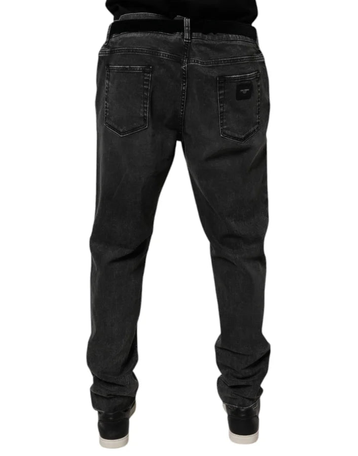 Dolce &amp; Gabbana Black Cotton Stretch Skinny Men Denim Jeans
