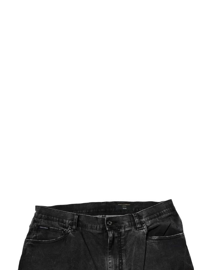 Dolce &amp; Gabbana Black Cotton Stretch Skinny Men Denim Jeans