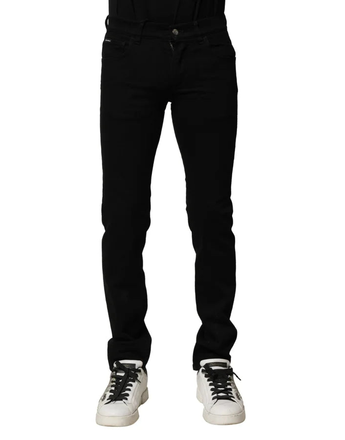 Dolce &amp; Gabbana Black Cotton Stretch Skinny Men Denim Jeans