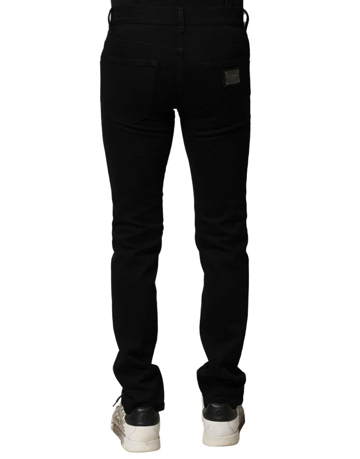 Dolce &amp; Gabbana Black Cotton Stretch Skinny Men Denim Jeans
