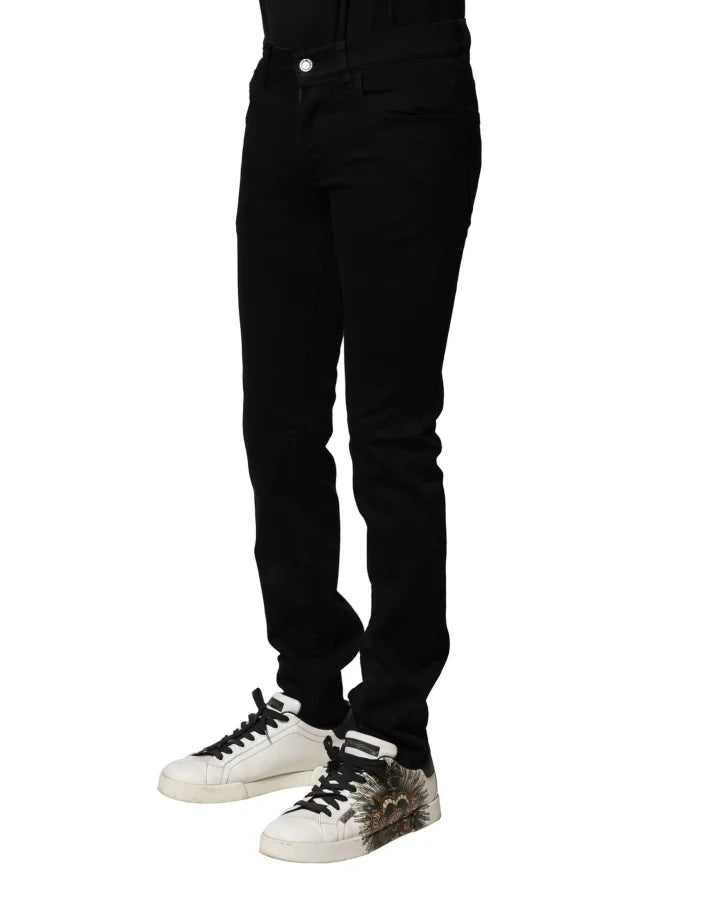 Dolce &amp; Gabbana Black Cotton Stretch Skinny Men Denim Jeans