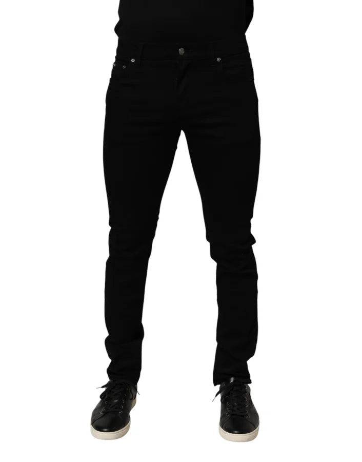 Dolce & Gabbana Black Cotton Stretch Slim Fit Men Denim Jeans