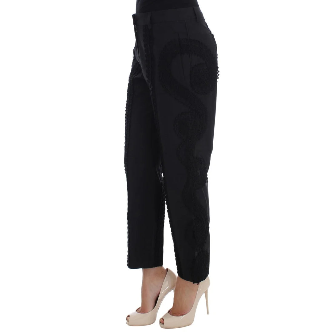 Dolce & Gabbana Black Cotton Stretch Torero Capris Pants