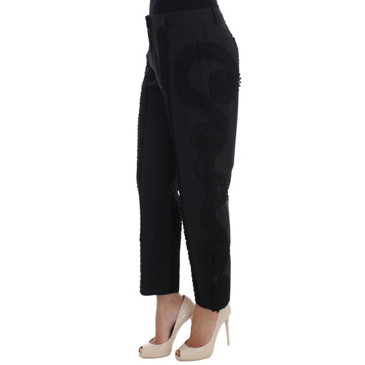 Dolce & Gabbana Black Cotton Stretch Torero Capris Pants