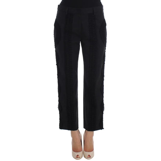 Dolce & Gabbana Black Cotton Stretch Torero Capris Pants