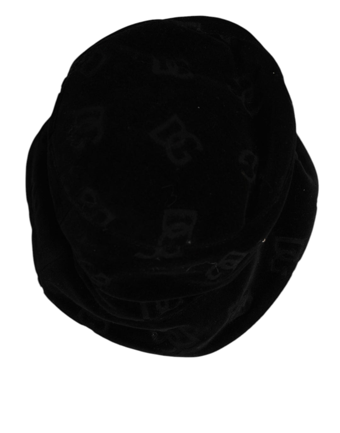 Dolce &amp; Gabbana Black Cotton Suede Bucket Logo Capello Hat