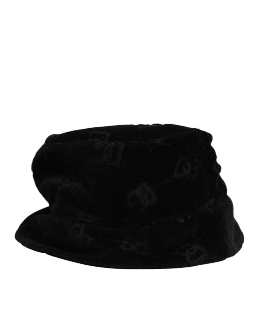 Dolce &amp; Gabbana Black Cotton Suede Bucket Logo Capello Hat